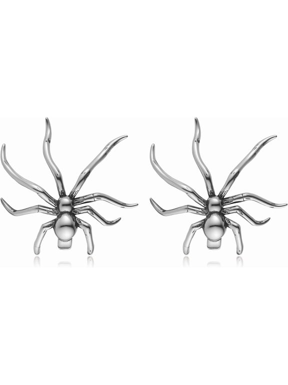 Halloween Spider Ear Cuff for Women Goth Stainless Steel Clip on Cartilage Fake Earrings