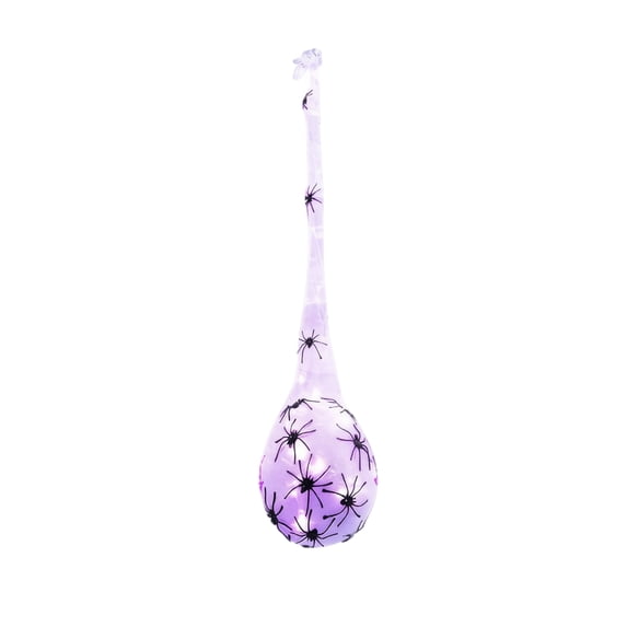 Halloween Spider Egg Sack Lights, 3.2 Foot Hanging Web Decoration with Black Spider and Battery-Powered LEDs, Outdoor Porch Tree Fence Accent, Haunted House Party Decor (Purple)