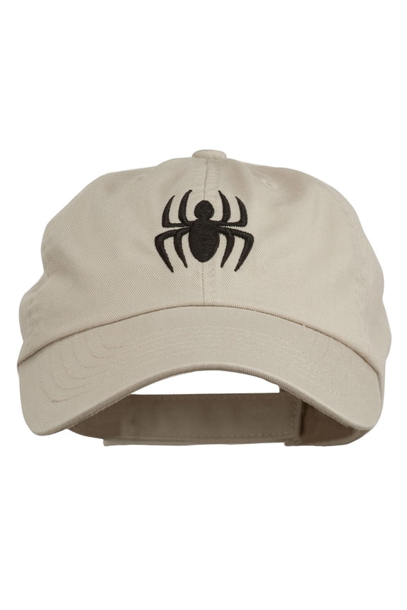 Halloween Spider Embroidered Pet Spun Washed Cap - Khaki OSFM