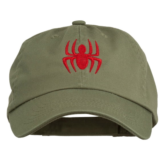 Halloween Spider Embroidered Pet Spun Washed Cap - Olive OSFM