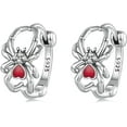 thumbnail image 1 of Halloween Spider Huggie Hoop Earrings 925 Sterling Silver Cubic Zirconia Red Heart Spider Small Hoops Cartilage Earrings Piercing Holiday Ear Jewelry for Women, 1 of 6