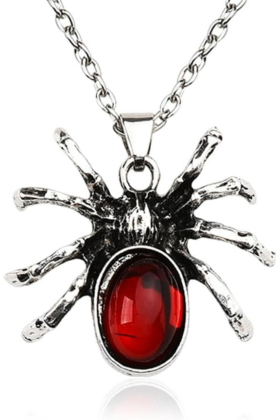Halloween Spider Necklace for Women Female Halloween Costume Decorations for Women Gothic Spider Pendant Necklace Punk Spider Choker Necklace for Women Red Spider Neck Chain for Halloween Party Prom