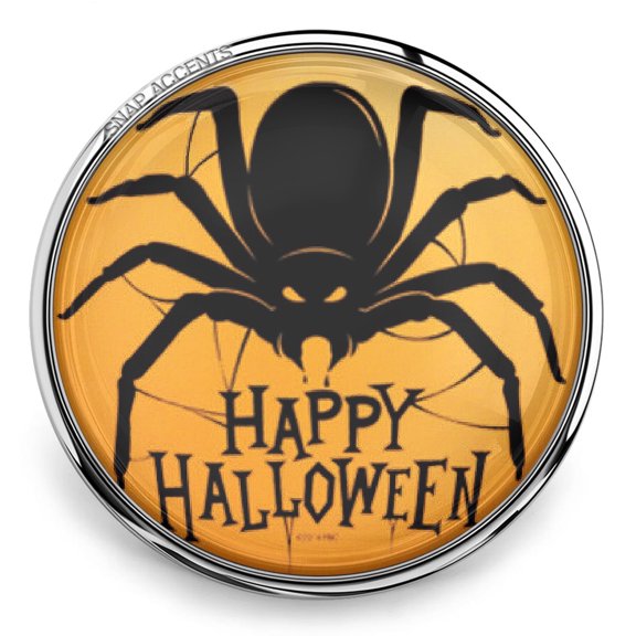 Halloween Spider Orange Snap Jewelry Ginger Charm Button, For Interchangeable DIY Customizable Accessories