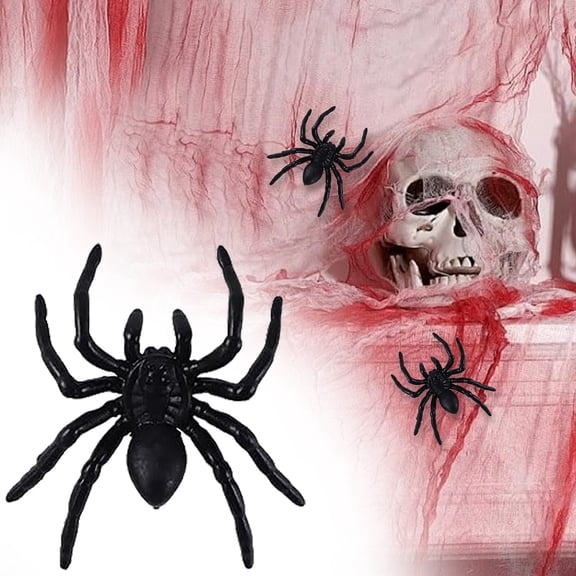 Halloween Spider Ornaments Black Tabletop Decor, 1 Spider Toy Desktop Ornaments(Plastic, One Size)