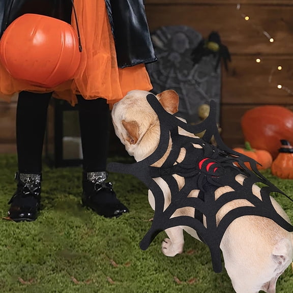 Halloween Spider Pet Costume for Dogs Puppy Cats, Breathable Cloth Cosplay Cape with Web Design, Funny Accessory for Thanksgiving Christmas Themed Party
