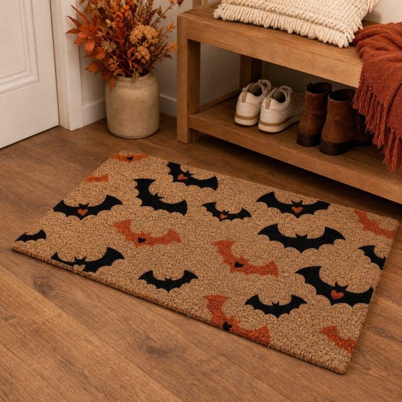 Halloween Spider Print Doormat 60x40cm Non Slip Entry Mat, Spooky Web Design Outdoor Porch Rug, Durable Weather Resistant for Front Door