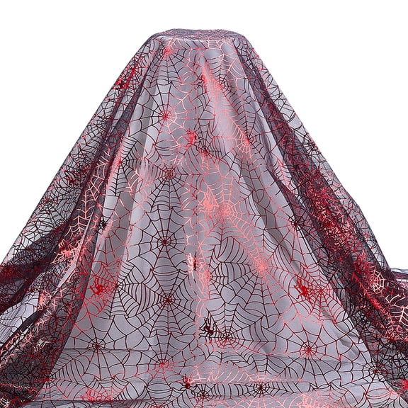 Halloween Spider & Spider Web Polyester Gauze Fabric DIY Craft Supplies Red 1270x0.1mm 2m/pc