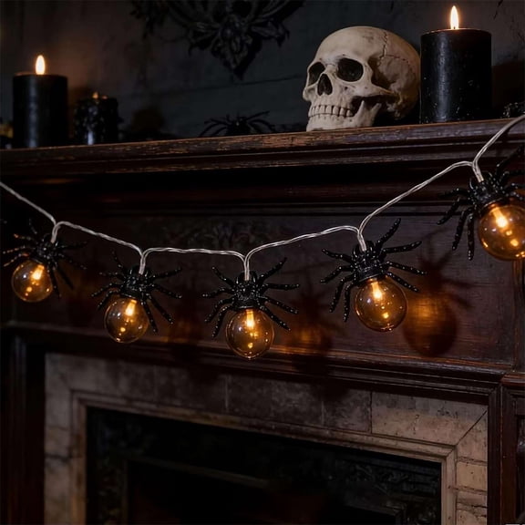 Halloween Spider String Lights, 10 LED Waterproof Spider Lights, 4.9ft