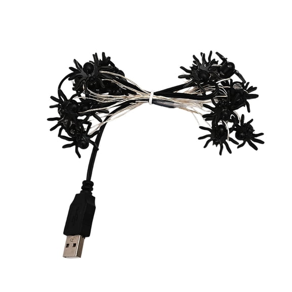 Halloween Spider String Lights, 6.56ft 20 LED USB Powered Spooky Spiders Decorative Fairy Light for Indoor Outdoor Home Wall Party Decor
