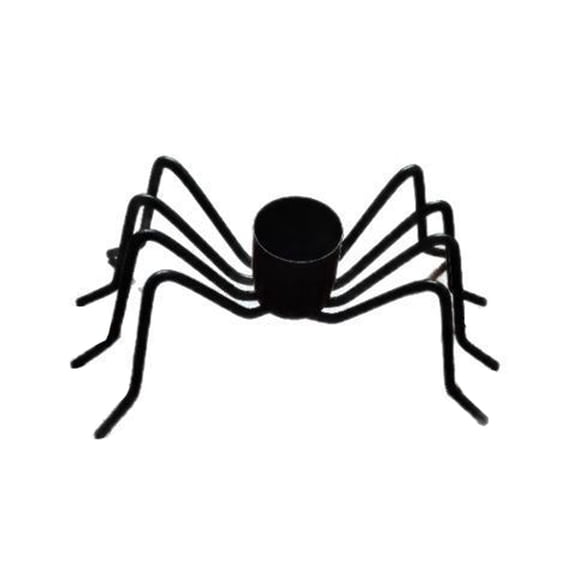 Halloween Spider Taper Candle Holders, Black Metal Candlestick Stand with Crawly Design, Fits 3/4 Inch Candles for Spooky Dining Table, Mantel, Party Centerpieces, and Haunted Home Decor