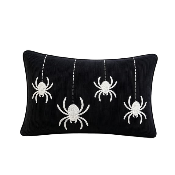 Halloween Spider Throw Pillow, Black/White Decorative Pillow for Couch and Bed 14" x 20"