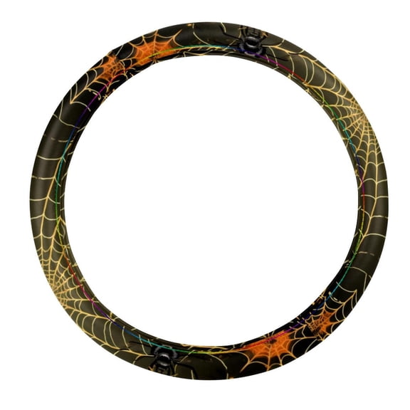 Halloween Spider Web 14.5 Inch Printing PVC Leather Car Wheel Covers Steering Wheel Cover Auto Accessories