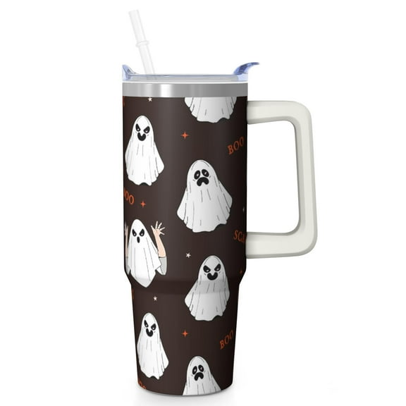 Halloween Spider Web 30 Oz Tumbler with Handle and Straw, Gothic Spooky Stainless Cup, Holiday Coffee Gift