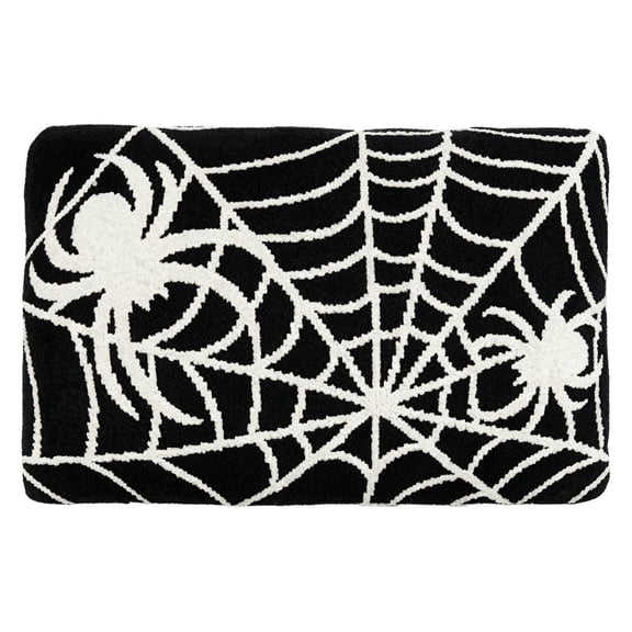 Halloween Spider Web Bath Mat, Gothic Tufted Bathroom Rug, Non Slip Absorbent Floor Mat, Washable Decor Rug for Bathroom Bedroom Entryway Halloween Home Decor