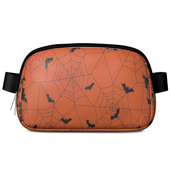 Halloween Spider Web and Bats Cute Fanny Packs for Women,Travel Waterproof Crossbody Fanny Bags Waist Purse for Women Anti Theft Adjustable Strap for Running Travel Cycling