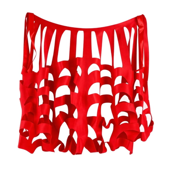 Halloween Spider Web Cape for Women, 1-Piece Felt Bat Wing Cloak with Cutout Design & Neck Tie — Adult Cosplay Party Accessory Red One Size