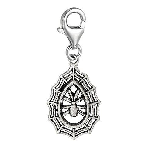 Halloween Spider Web Clip On Charm Pendant for European Charm Jewelry w/ Lobster Clasp