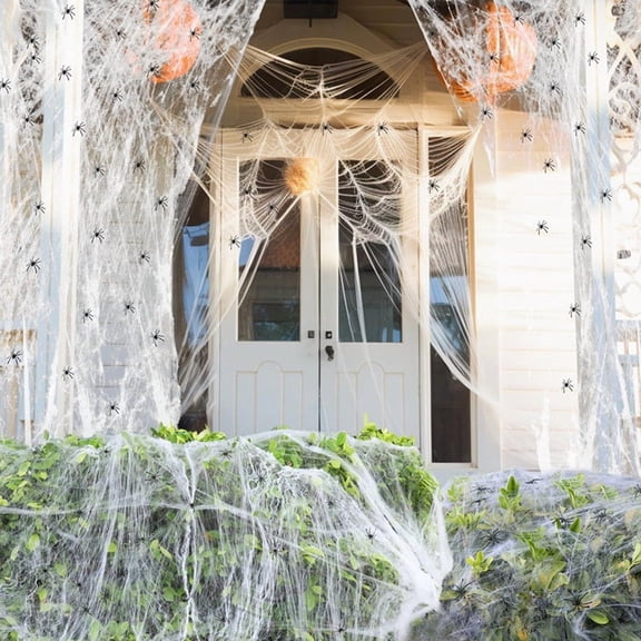 Halloween Spider Web Decoration, 300g Stretchable Web Cotton Set with Fake Spider Accessories Large Coverage Reusable Design, Yard Window Door Decor for Halloween Party and Hauntedy Houses Setup