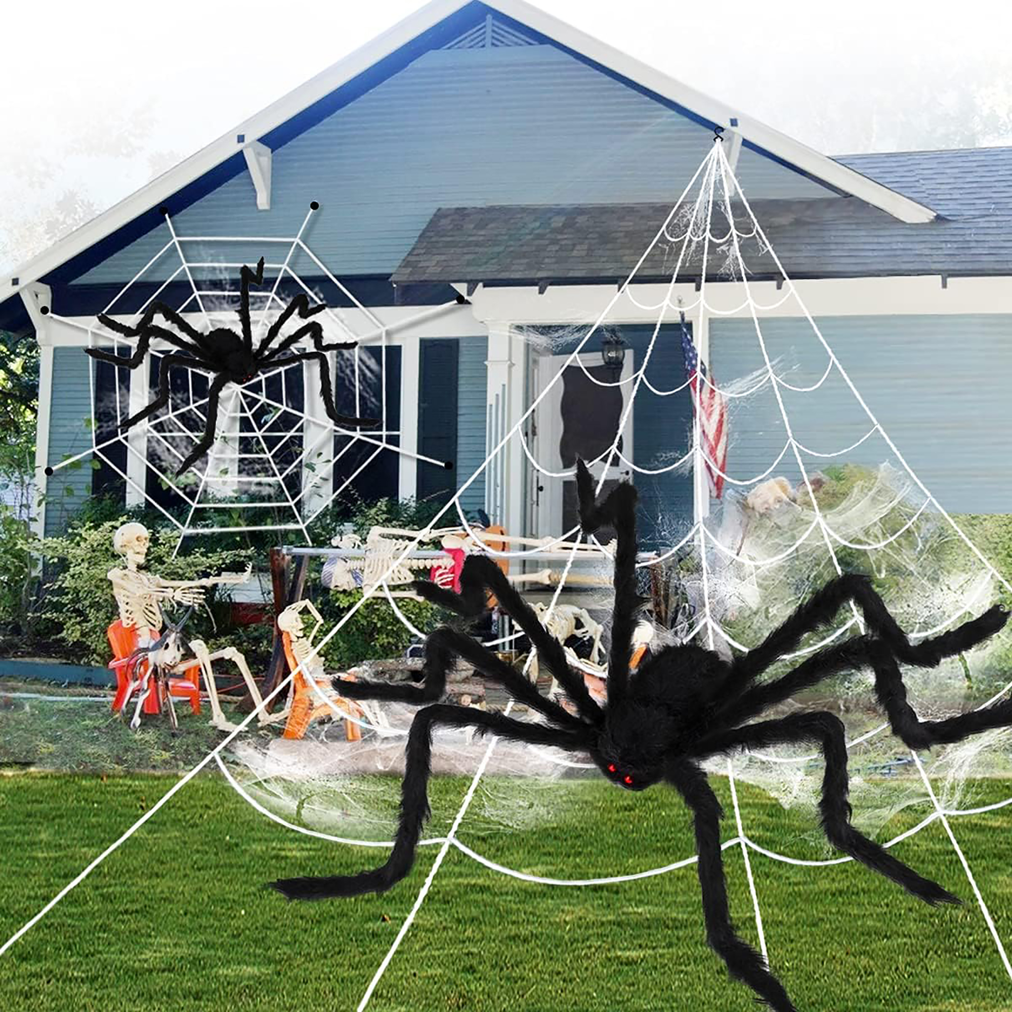 Halloween Spider Web Decorations Set, Scary Spider Props Kit for 