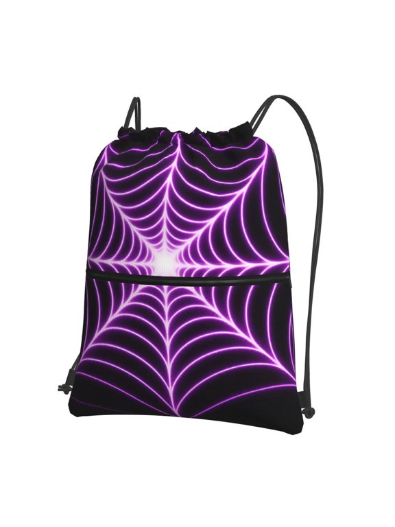 Halloween Spider Web Drawstring Backpack Bag Water Resistant Yoga Shopping Cinch Bag Sackpack For Men Women