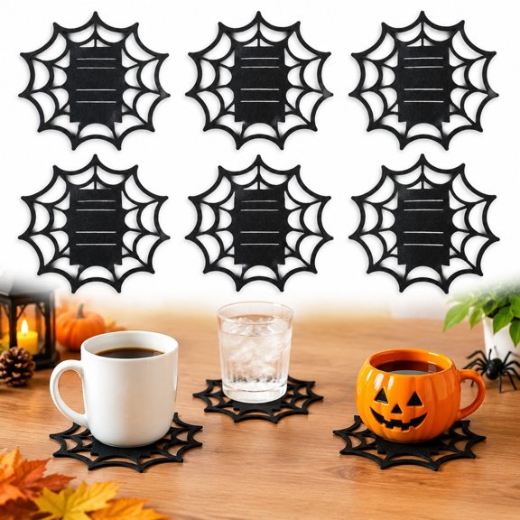 Halloween Spider Web Felt Cutlery Holders, Tableware Pockets for Fork Spoon, 6 Pack, Halloween Party Table Decorations