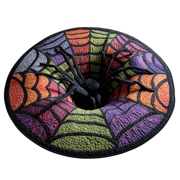 Halloween Spider Web Floor Mat, 3D Effect Spooky Soft Tufted Non Slip Rugs for Bedroom Living Room, Halloween Home Decor