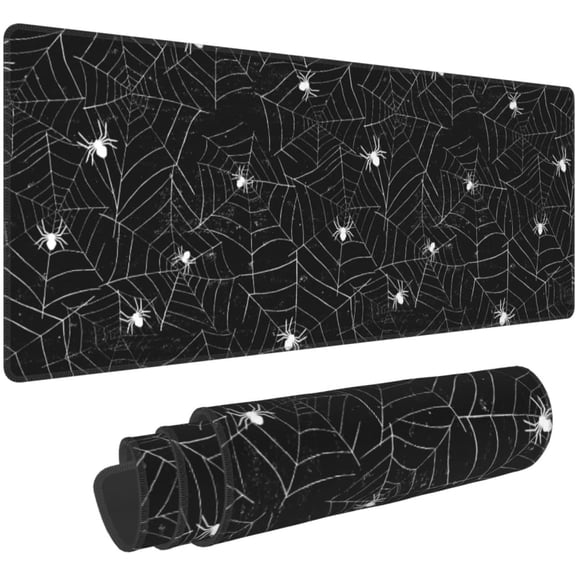 Halloween Spider Web Large Gaming Mouse Pad Non Slip Rubber Mouse Mat Desk Pad Long Extended Keyboard Pad 31.5x11.8