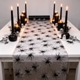 thumbnail image 1 of Halloween Spider Web Mesh Table Runner 118.11in Long Cuttable Polyester Netting Table Flag 11.02x118.11in Spooky Dining Table Fireplace Mantel Holiday Party Tabletop Decor, 1 of 6
