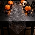 thumbnail image 1 of Halloween Spider Web Mesh Table Runner 118.11in Long Cuttable Polyester Netting Table Flag 11.02x118.11in Spooky Dining Table Fireplace Mantel Holiday Party Tabletop Decor, 1 of 6