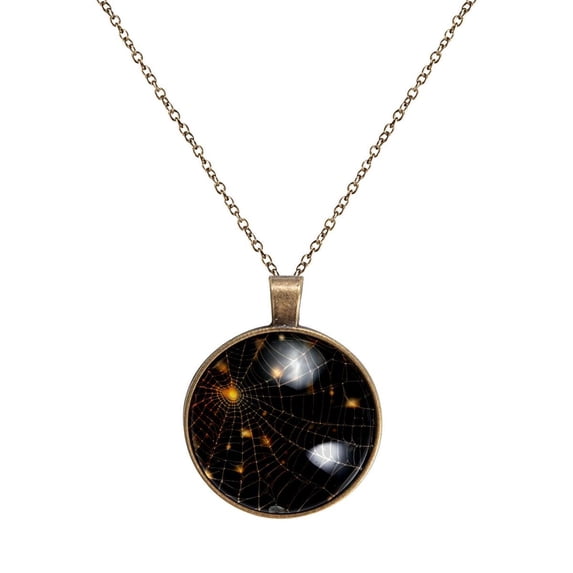 Halloween Spider Web Necklace Personalized Custom Photo Round Pendant Adjustable Stainless Steel Necklaces with Gift Box for Men Women Mothers Valentine's Jewelry Gift