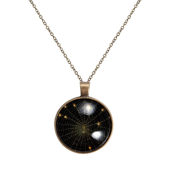 Halloween Spider Web Necklace Personalized Custom Photo Round Pendant Adjustable Stainless Steel Necklaces with Gift Box for Men Women Mothers Valentine's Jewelry Gift
