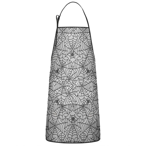 Halloween Spider Web Pattern Apron-Garden Aprons for Women with Pockets-Cotton Linen Waterproof Kitchen Cooking Gardening Aprons Adjustable for Kitchen,Cooking,BBQ and Salon 33"x27"