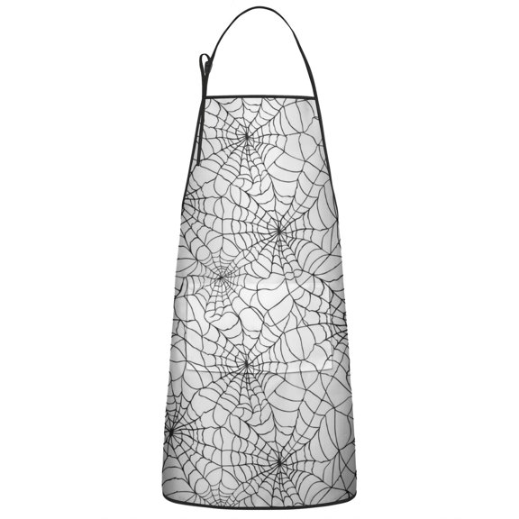 Halloween Spider Web Pattern Apron-Garden Aprons for Women with Pockets-Cotton Linen Waterproof Kitchen Cooking Gardening Aprons Adjustable for Kitchen,Cooking,BBQ and Salon 33"x27"