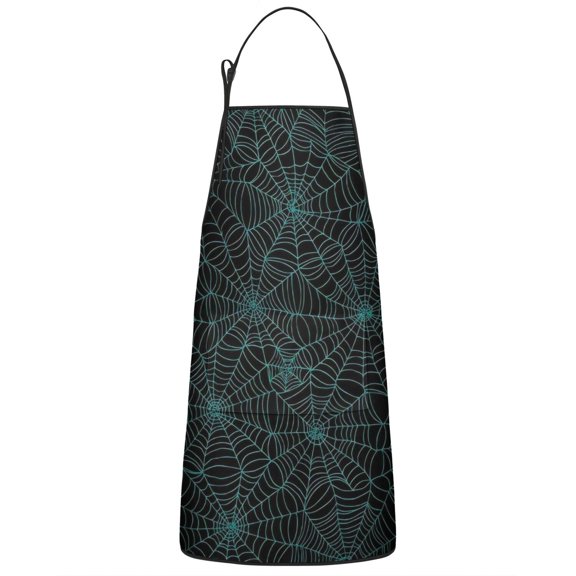 Halloween Spider Web Pattern Apron-Garden Aprons for Women with Pockets-Cotton Linen Waterproof Kitchen Cooking Gardening Aprons Adjustable for Kitchen,Cooking,BBQ and Salon 33"x27"