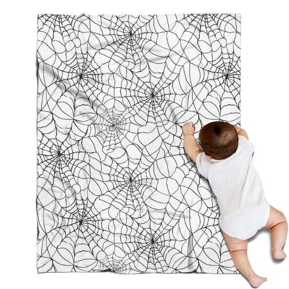 Halloween Spider Web Pattern Blanket,Comfortable Soft Flannel Throw Blanket,All Season,Warm Lightweight Blankets for Sofa Bed Couch Living Room Chair,30"x40"