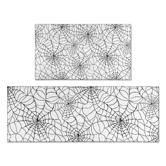 Halloween Spider Web Pattern Kitchen Rugs Sets Of 2,Anti Fatigue Kitchen Mat Rugs Non Slip Washable,Decorative Kitchen Floor Mats for Kitchen,Sink,Laundry,17"x30"+17"x47"