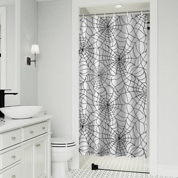 Halloween Spider Web Pattern Shower Curtain 36"x72" ,Bathroom Decorative Shower Curtains Set with 12 Hooks,Modern Waterproof Washable Shower Curtain