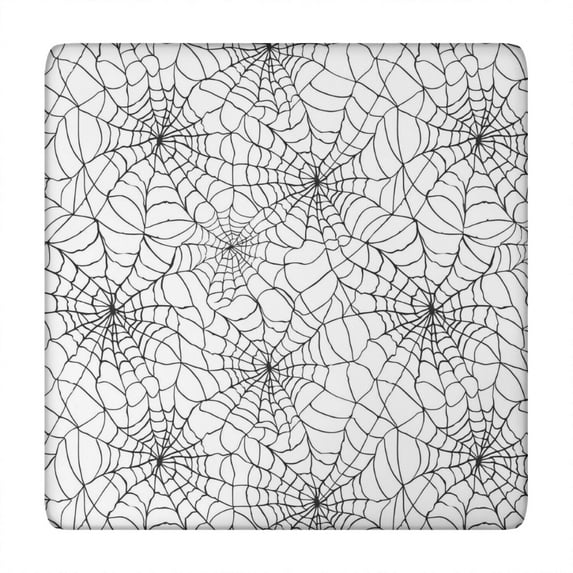 Halloween Spider Web Pattern Square Fitted Tablecloth with Elastic Edge,Square Table Cover,Washable Elastic Table Cover for Home Kitchen Party Decor 34"x34"