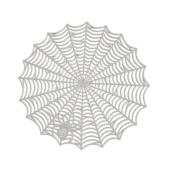 Halloween Spider Web Placemats - 15 Inch Heat Insulating Spiderweb Coasters, Spider Web Placemat Round Hollow Anti-Scald Heat- Non-Slip PVC Dining Table Decoration Pad Kitchen