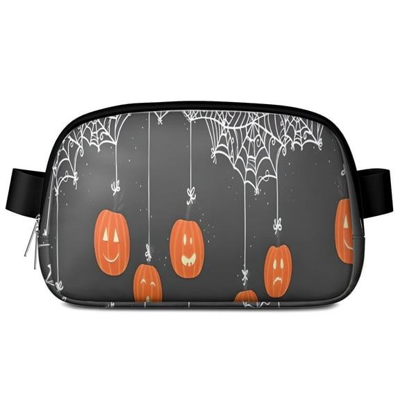 Halloween Spider Web Pumpkin Pattern Cute Fanny Packs for Women,Travel Waterproof Crossbody Fanny Bags Waist Purse for Women Anti Theft Adjustable Strap for Running Travel Cycling