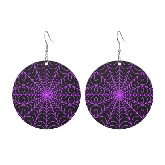 Halloween Spider Web Round Dangle Earrings For Women Acrylic Charms Drop Dangling Jewelry
