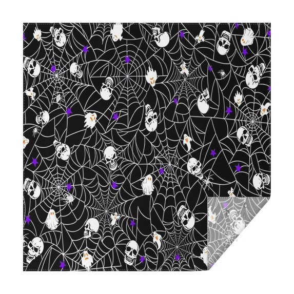 Halloween Spider Web and Skulls Pattern Square Tablecloth,Waterproof Square Table Cover,Wipeable Spillproof Washable Table Cover for Home Kitchen Party Decor 42"X42"(107x107cm)