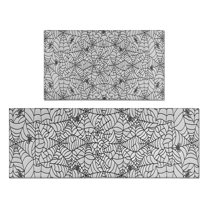 Halloween Spider Web and Spiders Kitchen Rugs Sets Of 2,Anti Fatigue Kitchen Mat Rugs Non Slip Washable,Decorative Kitchen Floor Mats for Kitchen,Sink,Laundry,17"x30" 17"x47"