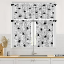 Halloween Spider Web Spooky Kitchen Curtains with Valance and Tier Sets 36 Inch, 3 Pieces Bohemian Rod Pocket Drapes Window Treatment Curtains for Kitchen Over Sink Dining Room Decor