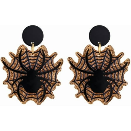 Halloween Spider Web Stud Earrings with Red Crystal Black Spider Dangle Drop Statement Earrings Gothic Halloween Costume Jewelry for Women