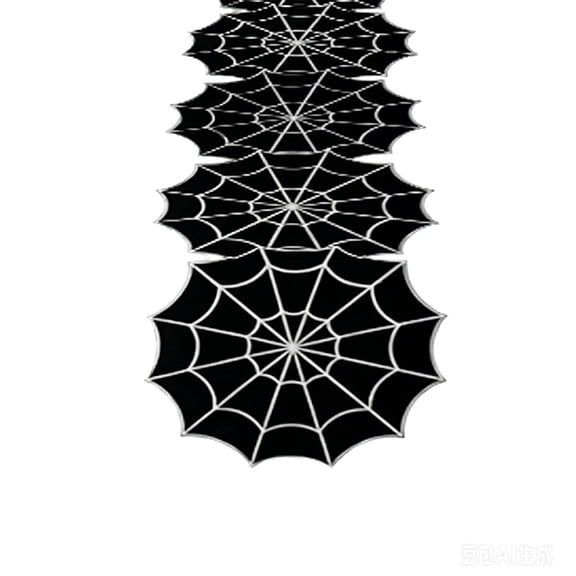 Halloween Spider Web Table Runner - Spooky Polyester Fabric, Scalloped Design, Holiday Party Decor for Dining Table, Fireplace Mantel, House Decor,Black