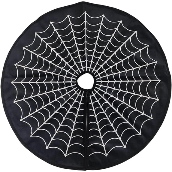 Halloween Spider Web Tree Skirt - 24 Inch Christmas Tree Skirt Halloween Decoration, Gothic Mat, Spooky Horror Base Cover Holiday Tree Skirt for Indoor Outdoor Farmhouse Yard Fall Haunted House