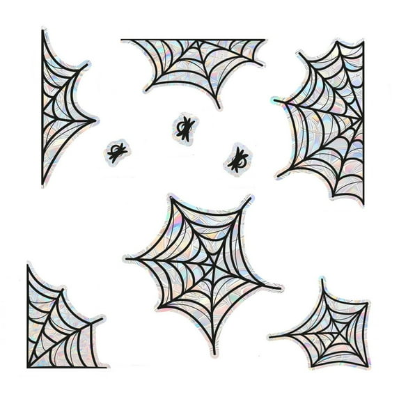 Halloween Spider Web Window Stickers – 9 Pack Self-Adhesive Removable PVC Glass Decals, Electrostatic Color Film for Haunted House, Party & Holiday Decorations