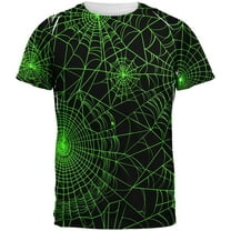 Halloween Spider Webs All Over Adult T-Shirt - Small