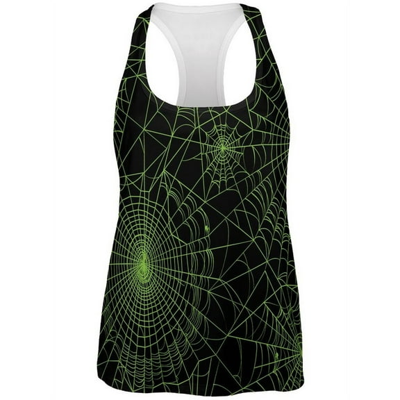 Halloween Spider Webs All Over Womens Racerback Tank Top - 2X-Large